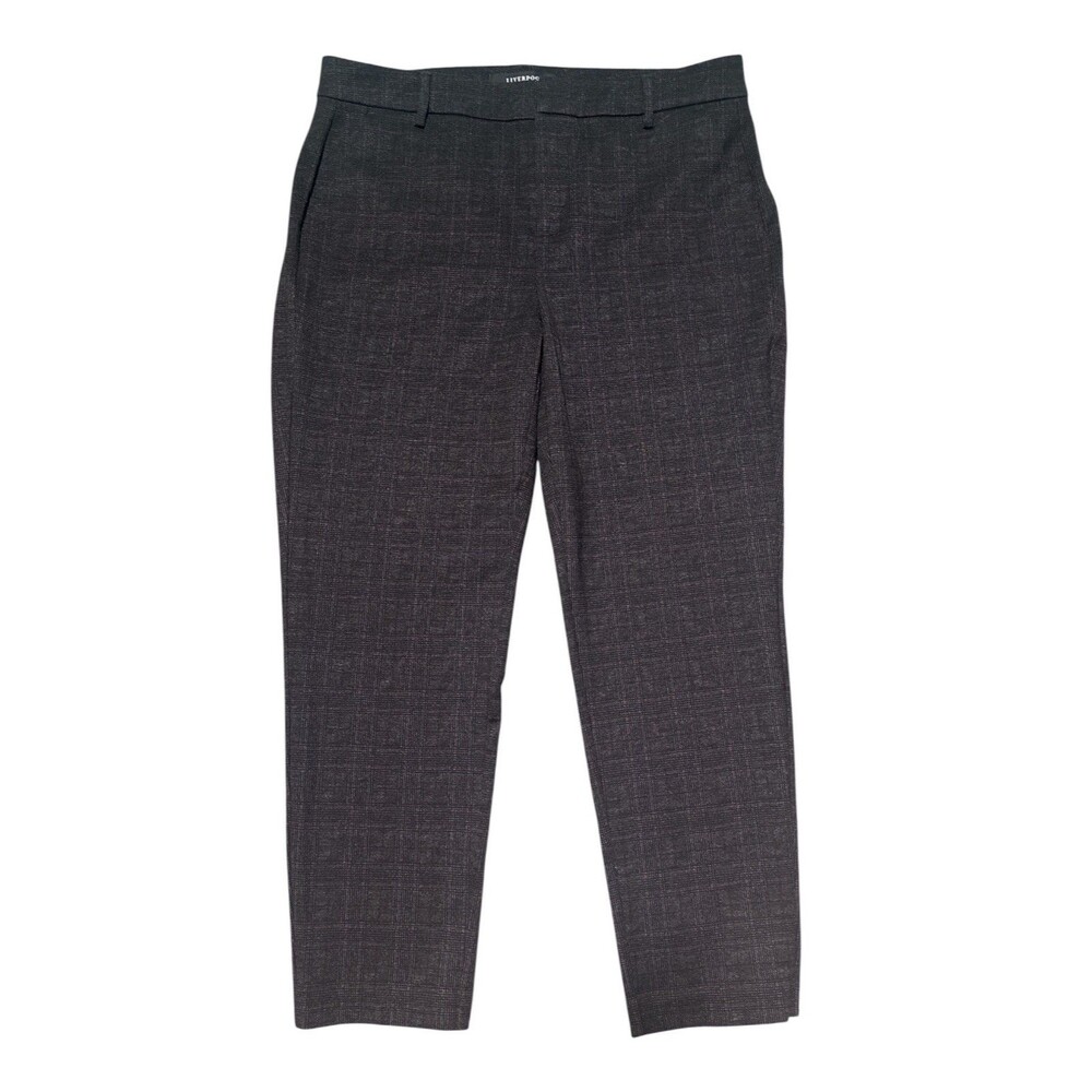 Liverpool Los Angeles Dress Pants Size 14/32 Plaid Straight Leg Stretch Trousers